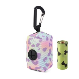 LZSOMPK Fashionable Dog Poop Bag Holder Dog Poop Bag Dispenser for Leash,with Metal Carabiner Clip, Soft Mesh Design,One Roll 15 Bags Included,Candy Colors, 3.5 x 1.8 x 2.2 inches (Purple)