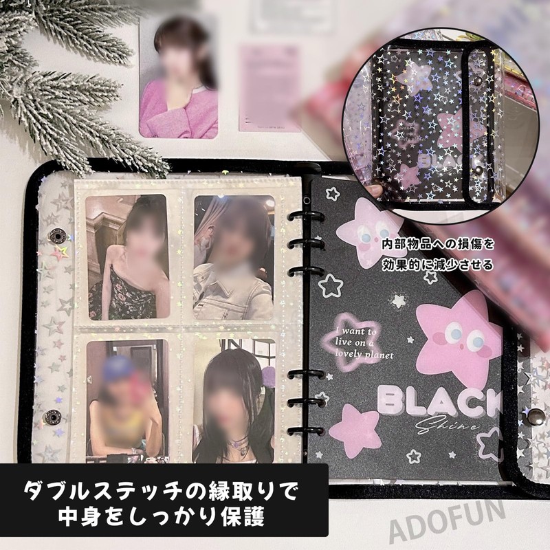 ADOFUN Sealing Notebook, Transparent, Girls, Removable, A5 Size, 6 Holes,