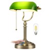 Newrays Green Glass Bankers Desk Lamp, Stepless Dimmable Table Lamp