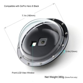 GEPULY Dome Port for GoPro Hero 8 Black, Dome Port Lens with Waterproof Diving Housing Case Shutter Trigger Floating Hand Grip for Hero 8 Black Snorkeling Diving Underwater Photography