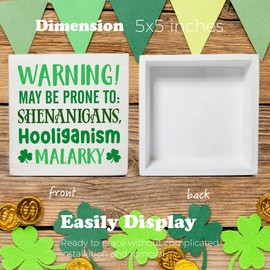St. Patricks Day Decor St. Patricks Day Wooden Sign Home Decor for Desk Table Shelf 5 x 5 Inches, St Patricks Day Decorations
