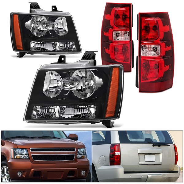 Aresparts 4PCS Headlights Assembly Tail light Combo For 2007-2014 Chevy