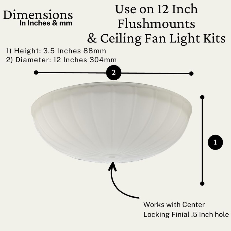 LIGHTACCENTS Ceiling Light Glass Shade Replacement - Flush Mount Ceiling