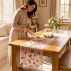 QIANSSE Floral Table Runner Spring Pink Table Decor