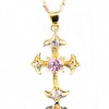 RIZILIA Crucifix Cross Pendant with 45cm(18") Chain & Round Cut