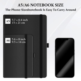 RJUP 3Pcs Pocket Notebook A5, Small Notebooks for Work, All Black Journal Notebook Set, Mini Notebook for Note-Taking and Travel, Compact Design for Daily Use