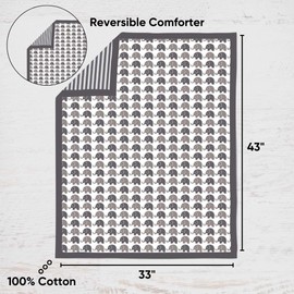 Bacati - Elephants White/Gray 10 pc Crib Bedding Set with 2 Crib Fitted Sheets