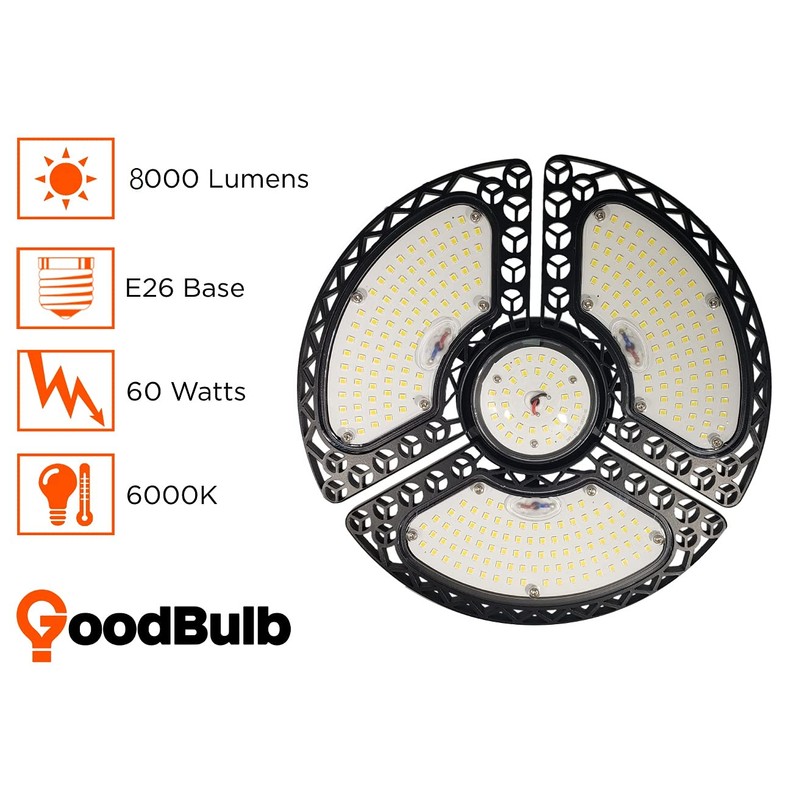 GoodBulb 60W LED Garage Light | 8000 Lumens with Adjustable