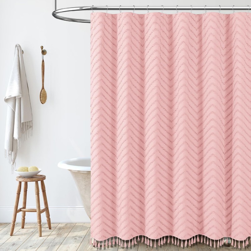 Dynamene Extra Long Shower Curtains, 84 Inches Long Boho Tufted