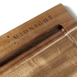Midnight Board- Acacia Wood Cutting Board, Grooved Edge Design