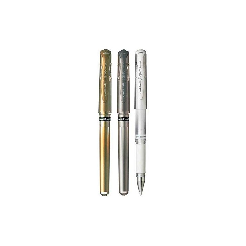 Uni Ball Assorted Colour Pack Signo Pen Broad Metallic Gel