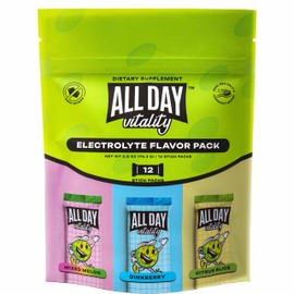 ALL DAY Vitality Pickleball Electrolyte Variety Pack | No Sugar, Non-GMO | 12 Drink Sticks