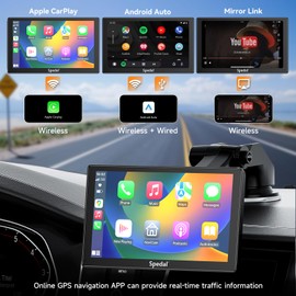 2024 Car Play Screen with Radar Backup Camera, Spedal CL810Pro - Wireless CarPlay & Android Auto, Night Vision HD 170° Ultra Wide Angle Wave Radar Reversing Camera