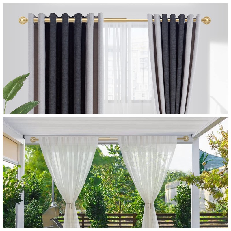 OLV 2 Pack Gold Industrial Curtain Rods for Windows 28