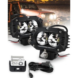 NAVOROGE 4 Inch Pod Light, Square Off Road Light with 12,000LM Super Brighter 5055 LED, Fog Light Offroad Driving Light for Jeep Wrangler Truck Pickup SUV ATV UTV (2 Pcs)