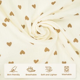 Mugvell Muslin Nursing Cover for Breastfeeding,Breathable Breastfeeding Cover up with Arch Neckline for Women,Machine Washable & Dryer Safe Feeding Cover Up,43.3” x 25.6” (Brown Heart)