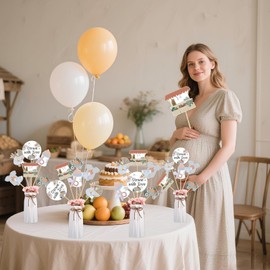 24 Pcs Locally Grown Baby Shower Decorations, Grown with Love Centerpiece Sticks Farmers Market Party Decor Topper Fruit Vegetable Background Decor for Girl Garden Farm Baby Shower Party Supplies