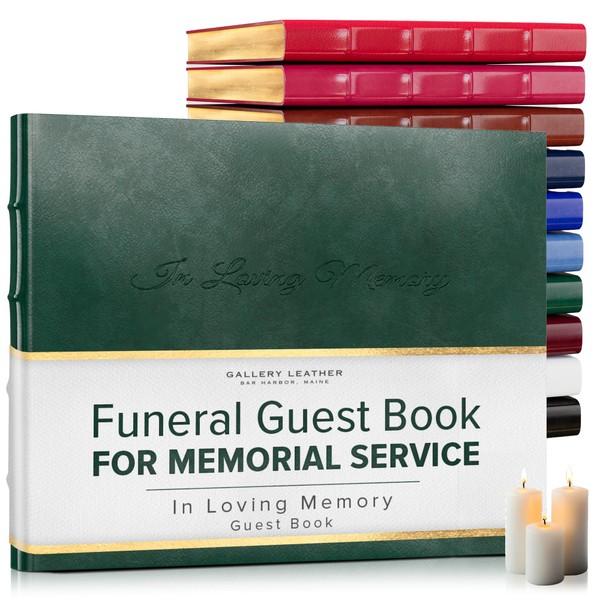 Gallery Leather Funeral Guest Book for Memorial Service and in