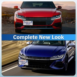 Front Bumper License Plate Mount Compatible with Volkswagen GTI and Golf R 2022-2023, No Drill Front License Plate Frames Tow Hook License Plate Bracket Holder Mounting Kit Car Accessories