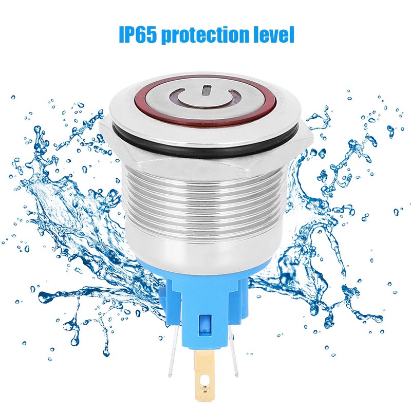 2Pcs DC3-6V 22mm 6-Pin Push Button Switch Stainless Steel Reset