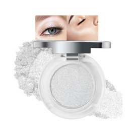 Glitter Shimmer Single Eyeshadow Palette, Diamond Silver Chameleon Cream Eye Shadow, Waterproof Long Lasting Highly Pigmented Sparkly Duochrome Eyeshadow Makeup Highlighter Festival Gifts for Women#01