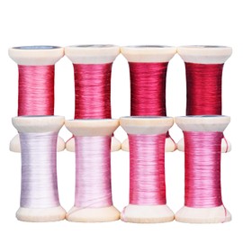 MINGGUXIUYI Natural 100% Mulberry Silk Handmade Embroidery Thread,8 Spools Each 24 Yards (Carminum Gradient)