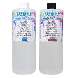 Liquid Art Clear Artist Epoxy Resin | Self-Leveling, High-Gloss, Crystal Clear Art Resin | for Tumblers, Canvas, Wood, and Other DIY Projects (64oz Kit (Combined))