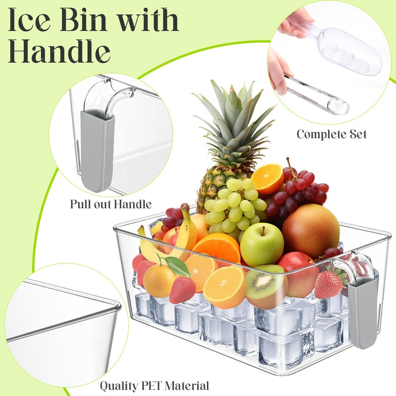 Aneco 2 Set Plastic Freezer Ice Bin with Flexible Scoop
