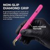 Professional Eyelash Tweezers, Precision Tweezers with Curved Fiber Tip, Eyelash