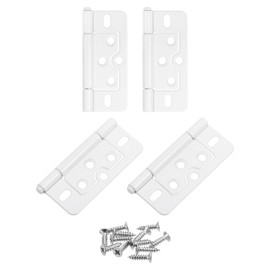 sourcing map 4Pcs 3x1.4 Inch Door Hinges Non-Mortise No Noise Bifold Door Hinges Plating for Cabinet Furniture Window Wardrobe with Screw, White
