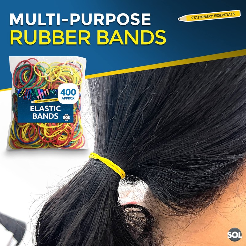 400pk SOL Elastic Bands | Rubber Bands Assorted Sizes |