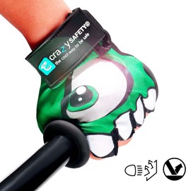 Crazy Safety Black Cycling Gloves for Kids | Reflective Eyes and Padded Palms | Size S | Ideal for Cycling, Scooter and Outdoor Activities