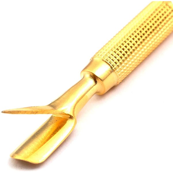 DDP Gold Acrylic Nail Pincher/Cuticle Pusher with TWEEZER
