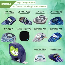 UNOKA Compatible for Dymo Label Tape, Letratag Paper White Tape 12mm x 4m 91200 S0721510 Refill for DYMO Letra Tag LT-100H LT-100T 200B XR XM QX50 2000 Label Maker, 5-Pack