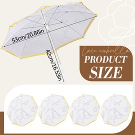 Sanwuta 8 Pcs White Indian Decorative Umbrella Handmade Designer Embroidery Parasol Retro Boho Umbrellas Parasol for Wedding Party Outdoor (White,20.87 Inches)