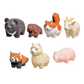 Seiji Kawasaki Woodcarved Animals Mascot Figure 2, Set of 6 Types