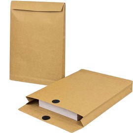 Neehows 15 Pack Expandable Large Kraft Envelopes, 13" x 9.3" Big Mailing Envelopes Hook-and-Loop Closure Anti Tear Catalog Envelopes for Business Office Paper Documents File Storage - Brown Kraft