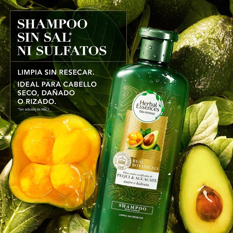 HERBAL ESSENCES Bio:Renew, Shampoo sin sulfatos ni parabenos para cabello