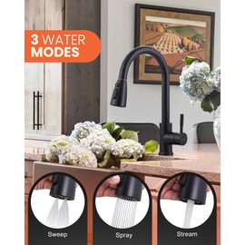 Bronze Kitchen Faucet with Sprayer, WOWOW Stainless Steel Kitchen Sink Faucet Oil Rubbed Bronze, High Arc Pull Down Kitchen Faucets for Sink