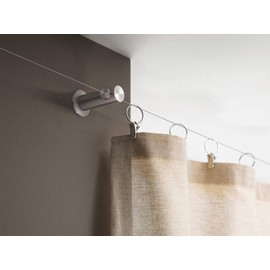 PHOS Design Intermediate Support for Rope Tension Systems, Wall Clearance 9.2 cm, Brushed Stainless Steel, Centre Support Curtain Rope and Curtain Wire