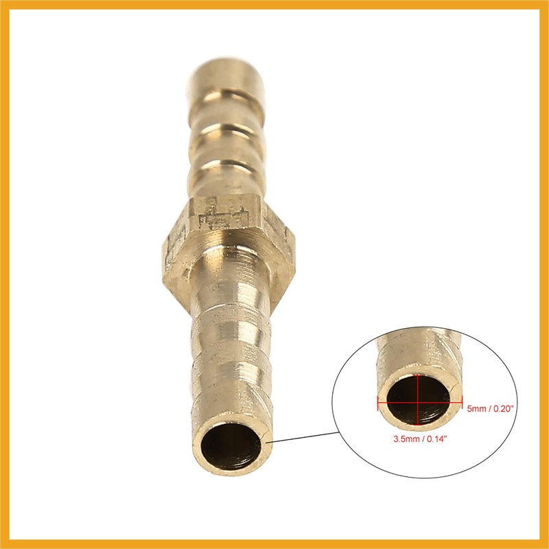 Partuto 5mm Brass Barb Hose Fitting Straight Joiner for Air