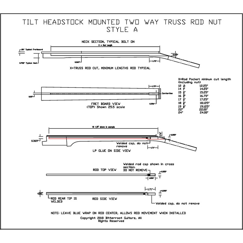Bitterroot Guitar Truss Rod 14 1/8" Two Way 5 Pack