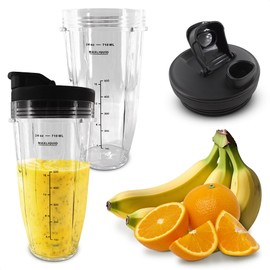 2 Pcs Ninja Replacement Cups – 24 Oz Ninja Bullet Replacement Cups Compatible with BL480/BL450/480D, BN800/751/801/401, Auto IQ Series NN100/101/102, BL910 | SS101/151/401 – Durable Twist-On Design