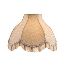Aspen Creative 30624, Handsewn Scallop Dome Traditional Spider Fringe Lamp Shade/Butter Cream Jacquard Fabric, 6" Top x 17" Bottom x 12" Slant