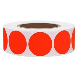 Hybsk 1 Inch Round Blank Fluorescent Red Shooting Target Pasters | Total 1,000 Per Roll (Fluorescent Red)