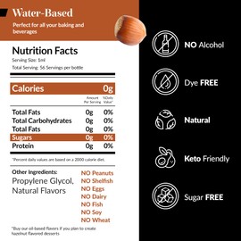 Dolce Flav Natural Hazelnut Extract - 2 Ounce Water-Soluble Multipurpose Flavoring Ideal for Baked Goods, Beverages, Coffee, Desserts & Ice Cream - Perfect Kitchen Gift for Holidays