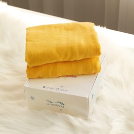 Muslin Bassinet Sheet Fitted 2 Pack for Cradle or Bassinet Pad＆Mattress, Soft and Breathable Viscose Made from Bamboo Cotton Muslin Bassinet Sheets (32"x16"x5.5") for Boys and Girls Gift, Yellow