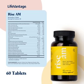 LifeVantage® Rise AM™ - Advanced Multi-Nutrient Supplement with Timewise Nutrient Delivery™ - Supports Energy, Focus, & Daily Activation - Easy-to-Swallow Vanilla-Coated Tablets - (60 Tablets)
