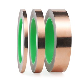 BOMEI Copper Foil Tape Double Sided Conductive Copper,for Rf Shielding, Electrical Repairs, EMI, Paper Circuits, Grounding,6mm/12mm/25mm Width,20 Meters Each Roll,Total 3 Rolls