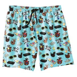 Cinch Men's Swim Trunks - Blue Cowboy Rodeo Print (US, Alpha, Large, Regular, Regular, Blue)